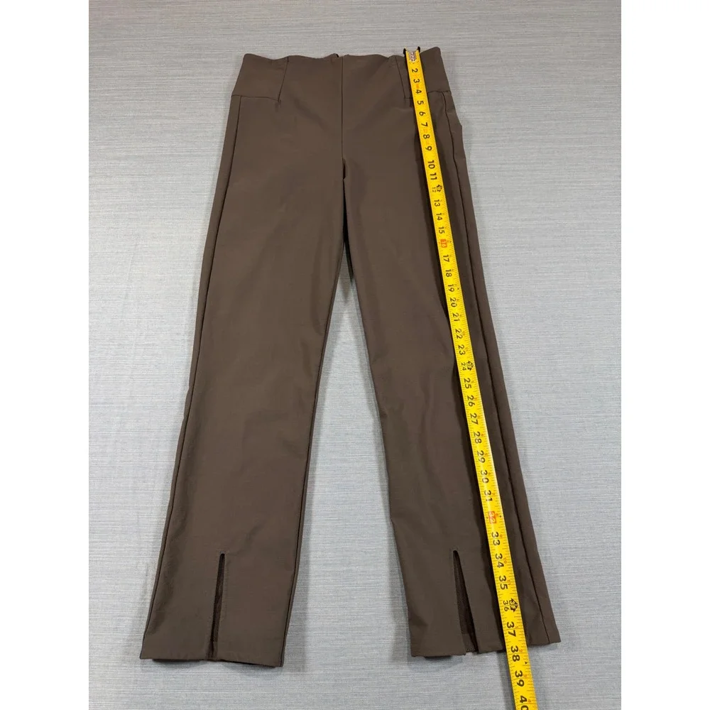 Athleta‎ Womens Brown High Rise Straight Leg Front Slit Ankle Pants Size 8
